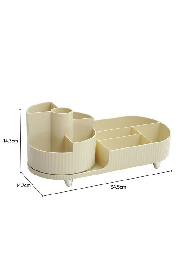 Living and Home Large Cream Capacity Makeup Organizer with Rotating Brushes Holder