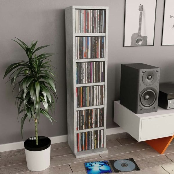 Berkfield CD Cabinet Concrete Grey 21x20x88 cm Engineered Wood