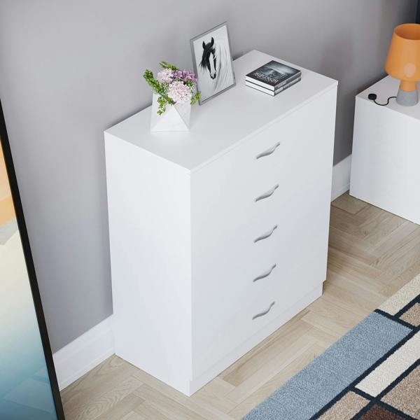 Vida Designs Riano 5 Drawer Chest, Black