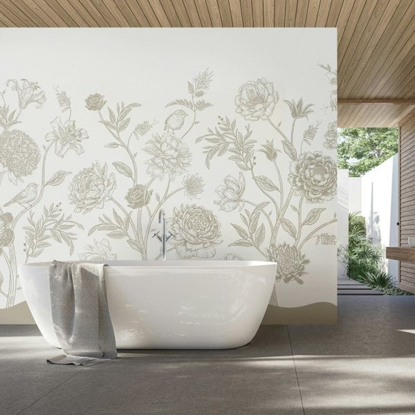 Origin Murals Jacobean Rose Trail - Natural Stone