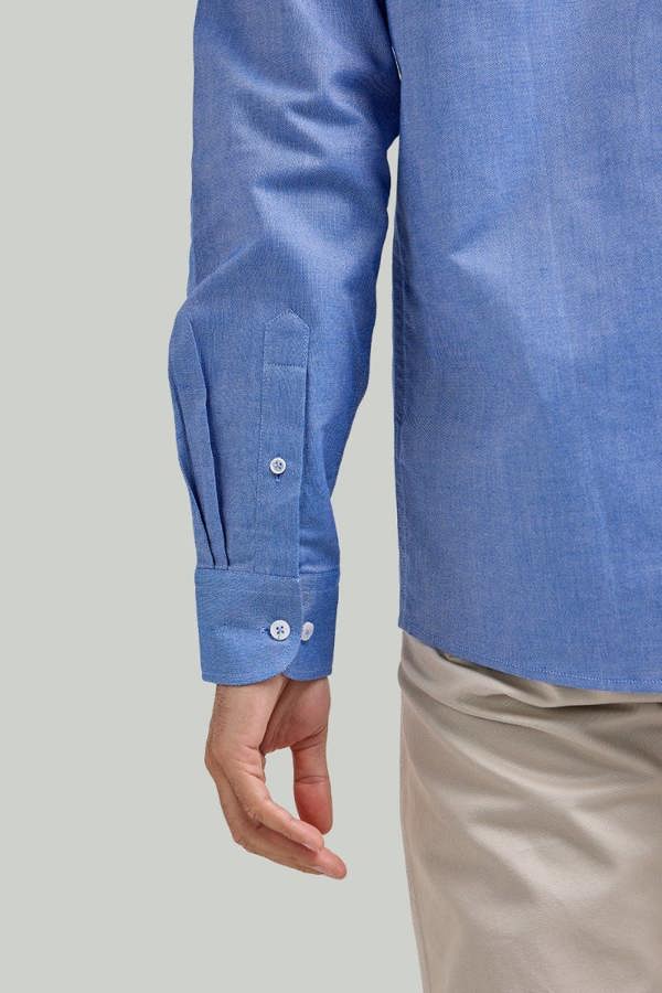 Mid Blue Button-Down Collar Washed Oxford Shirt