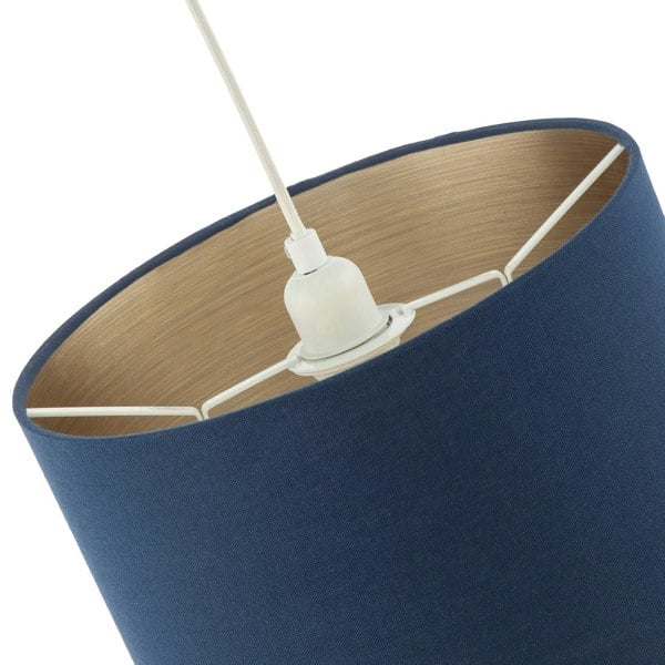 Navy Midnight Blue Lamp Shade in Linen Fabric with Gold Resin Inner Image 5
