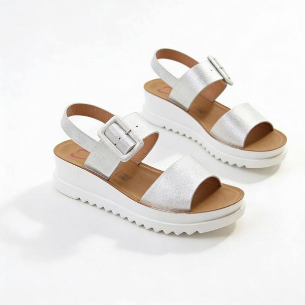 Heavenly Feet Heavenly Feet PISTACHIO Womens Ankle Strap Sandals Silver