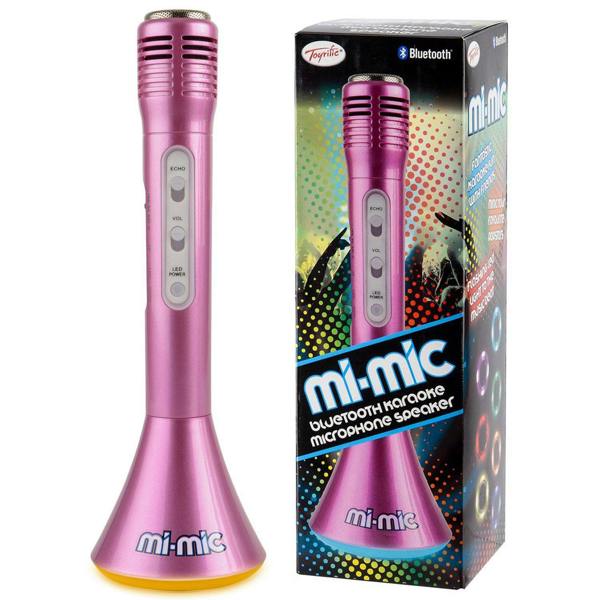 Mi-Mic Karaoke Microphone Speaker with Bluetooth and LED Lights - Pink