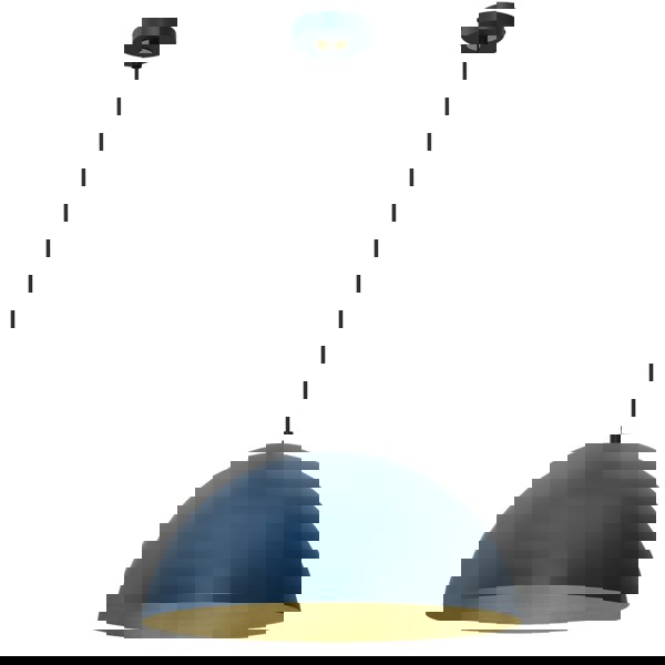 Milagro Beta Hand Made Designer Pendant Lamp 45cm 1xE27 In Matt Blue With Gold Interior