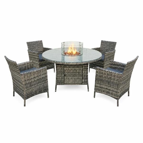 Amazon Rattan Fire Pit Dining Set - Round Table with 4 Chairs