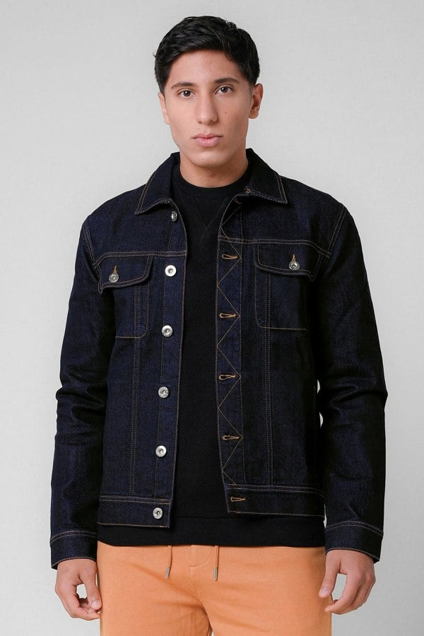 ENORSIA Long Sleeve Raw Denim Jacket