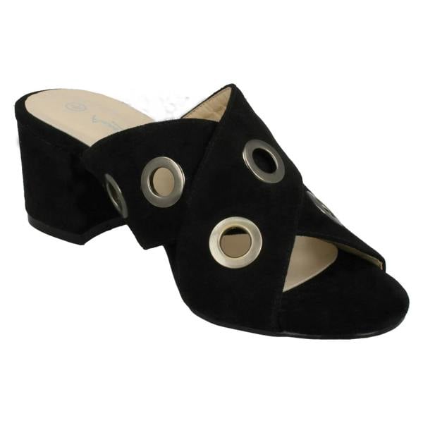 Anne Michelle Ladies Anne Michelle Mid Heel Cross Over Vamp Mules