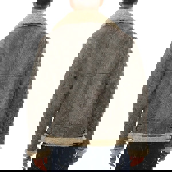 Leather Company Men's Grey Shearling Leather B3 Aviator Bomber Jacket