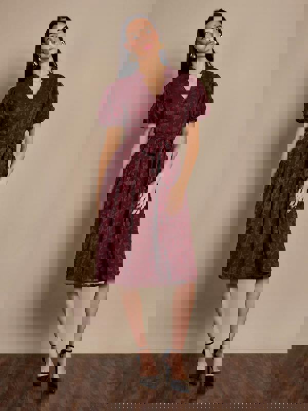 GWD Gerri Jacquard Burgundy Midi Dress