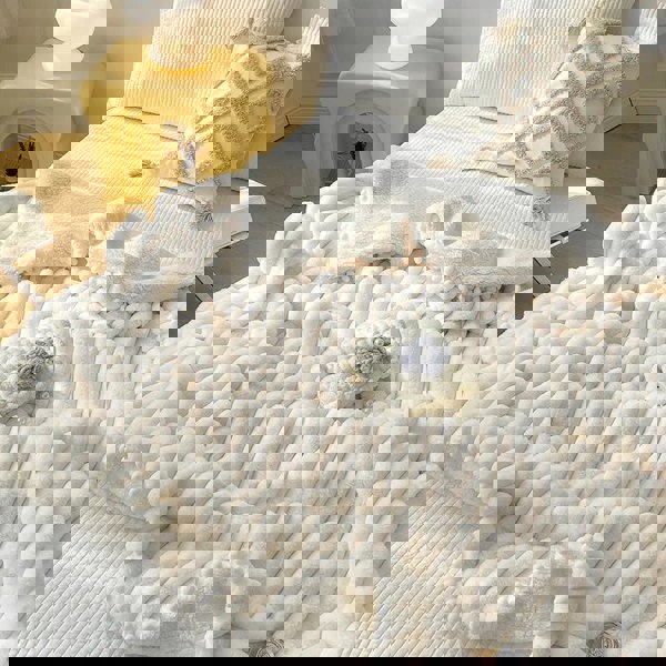 goodgoodhome Anycozy Blanket Brown Tuscan Faux Rabbit Fur Autumn Winter Warm Wool Weighted Blanket Soft Cozy Warmth Sofa Blankets 200x230cm