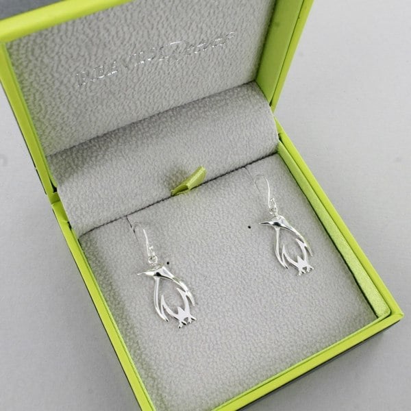 Sterling Silver Perfect Penguin Drop Earrings - Reeves & Reeves