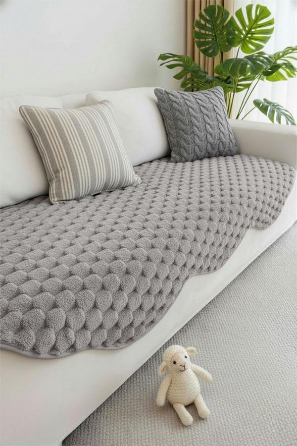 Living and Home Non-Slip Faux Plush Sofa Protector