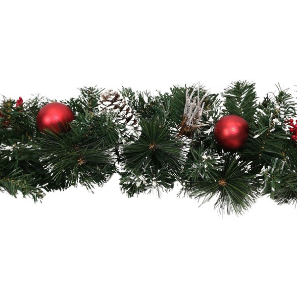 Samuel Alexander Premier 180cm (6ft) Festive Red Dressed Christmas Garland With Bows And Red Baubles