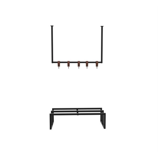 Decortie Roya Hall Set Shoe Rack, 5 Metal Hook Wall Rail 72 x 30 x 50.2 cm