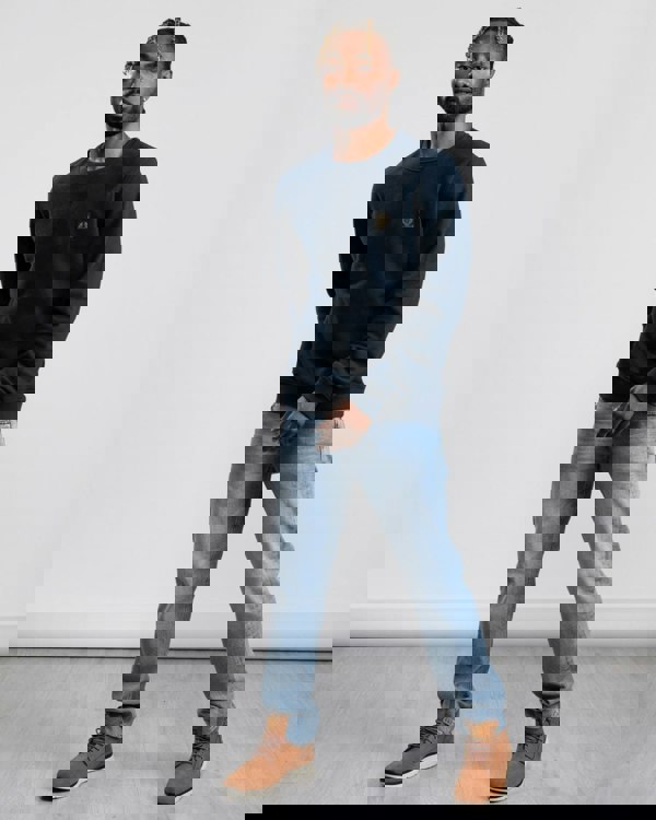 Belstaff Mens Crew Neck Sweatshirt With Logo Patch - Dark Ink