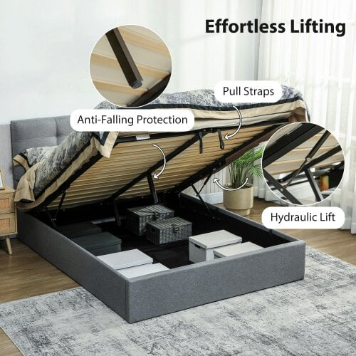 Wyld Haus Vivafa 5FT King Ottoman Bed with Gas Lift Storage Grey