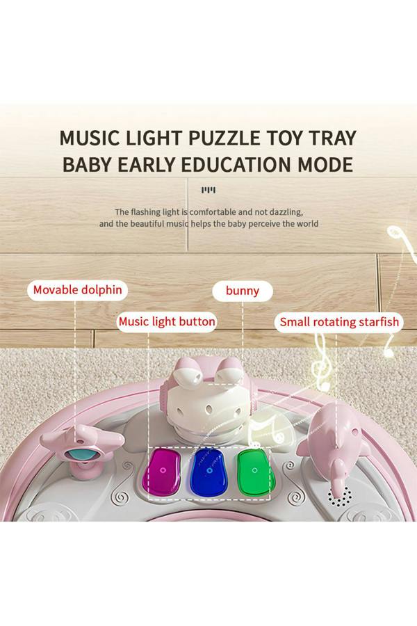 Living and Home Anti-Rollover Foldable Baby Walker with Music Toy Tray
