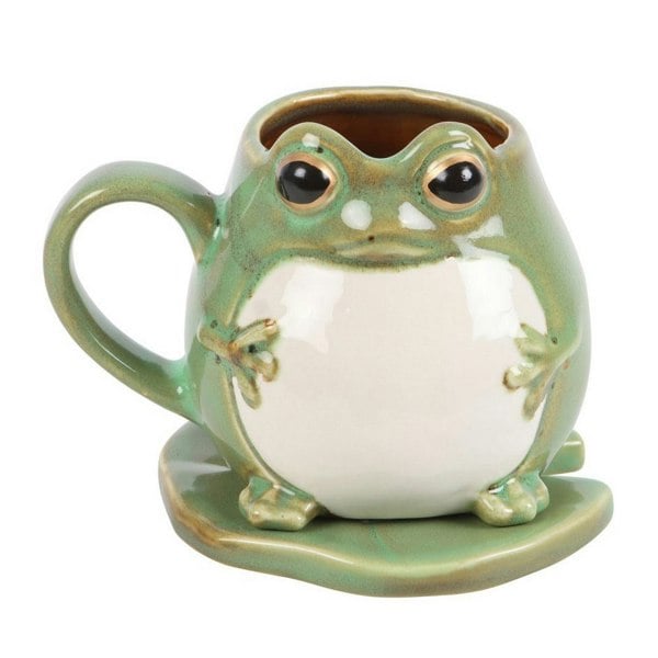 Something Different Frog Mug & Saucer - Green/White