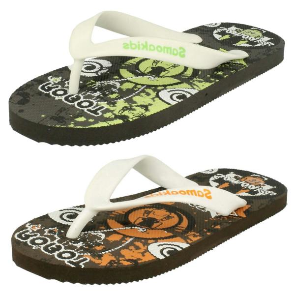 Boys Samoa Flat Plugged Patterned Insole Slip On Sandals - Justin