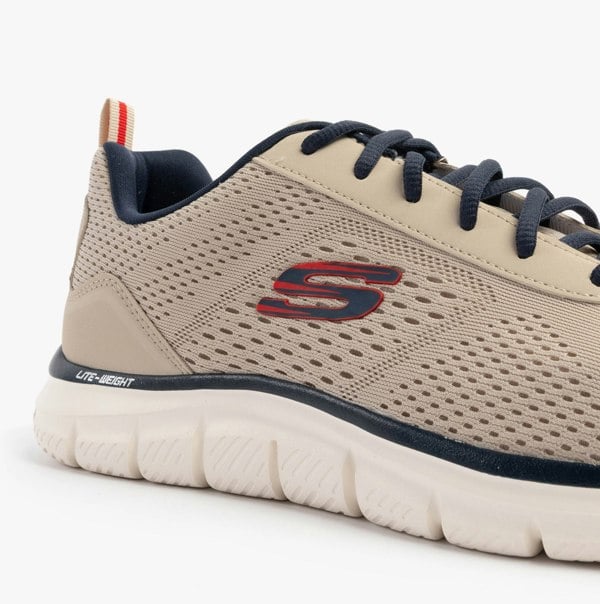 Skechers TRACK - LESHUR Mens Trainers Taupe/Navy