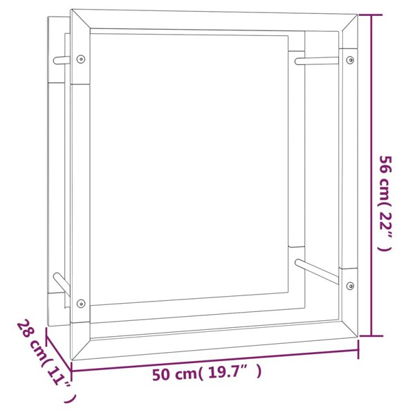 Berkfield Firewood Rack Matt Black 50x28x56 cm Steel