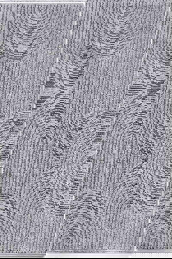 High Pile Grey Rug Chappe – Soft Geometric