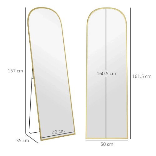 Bobobiy 162cm Aluminium Frame Standing Mirror - Gold