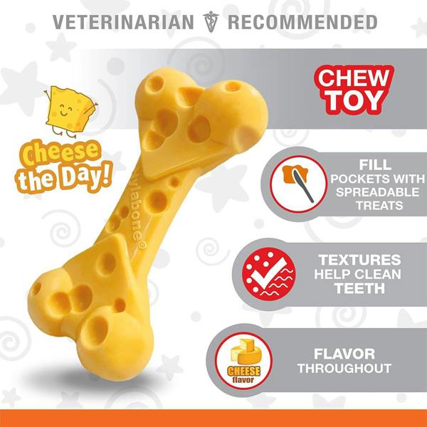 Nylabone Extreme Tough Cheese Bone Durable, Cheese-Flavoured Chew for Strong Chewers