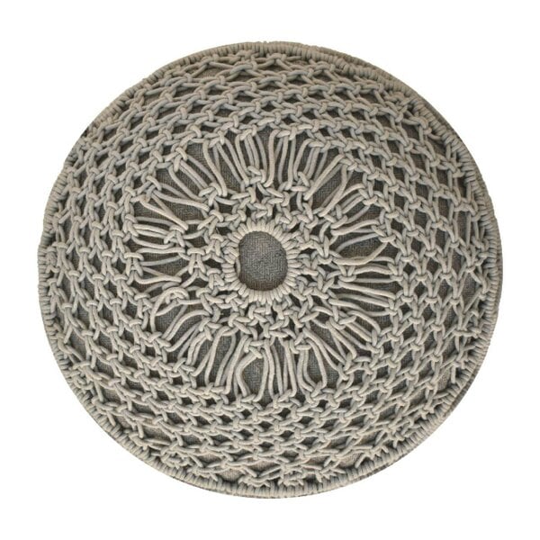 Wyld Haus Como Boho Cotton Crotchet Grey Footstool