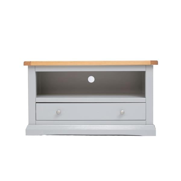 Loreo Light Grey 1 Drawer TV Cabinet Chrome Knob