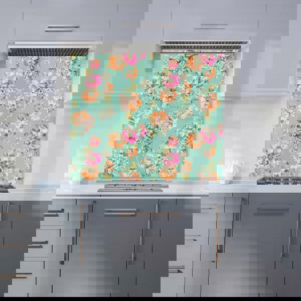 Warren Reed - Designer Bright Flower Sketch Kitchen Splashback