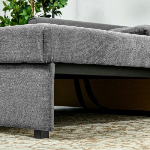 Wyld Haus Lane Mili Snow Flannel Grey 2 Seater Sofa Bed With Built In Storage