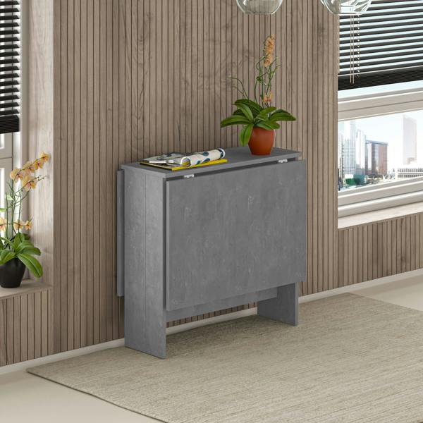 Decortie Artemio Foldable Table Retro Grey Rectangular Engineered Wood Folding Table 130(W)x76(D)x73.4(H)cm Kitchen Dining Room