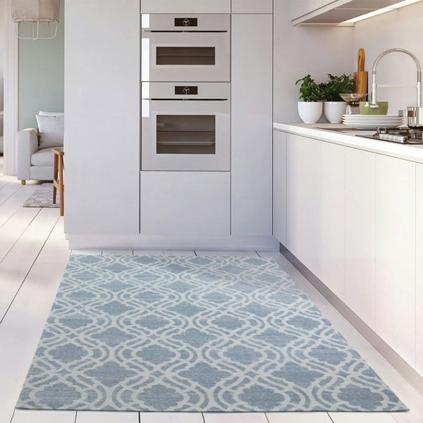 Machine Washable Flat-weave Moroccan Rug Blue