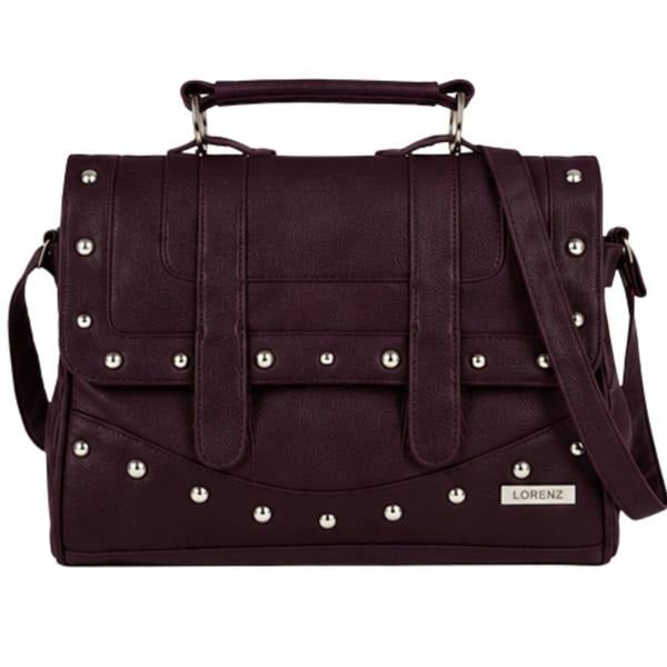 Lorenz Studded Satchel Shoulder Bag with Adjustable Crossbody Strap
