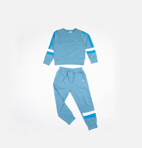 Boys Blue Jersey Lounge Set in Organic Cotton