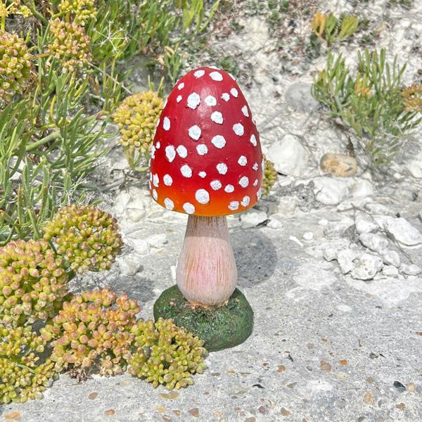 Farmwood Pair of Pointed Garden Mushroom Red Cap Toadstool Ornaments