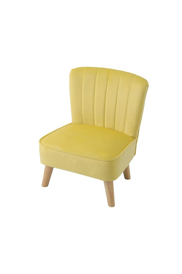 Living and Home Yellow Shell Back Velvet Upholstered Footstool
