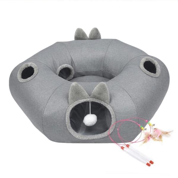 Skylos Foldable Cat Tunnel Bed Interactive Donut Toy for Indoor Cats Kittens