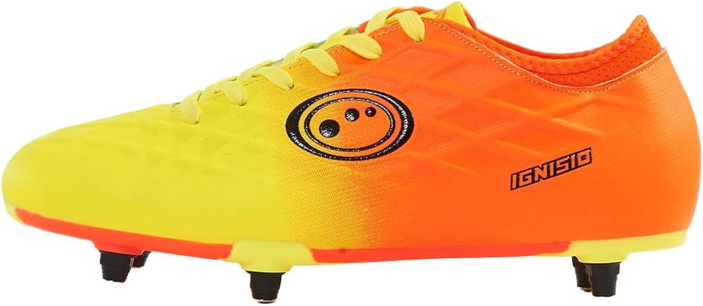 Ignisio Junior 6 Stud Football Boot – Lace-Up, Yellow/Orange - Optimum