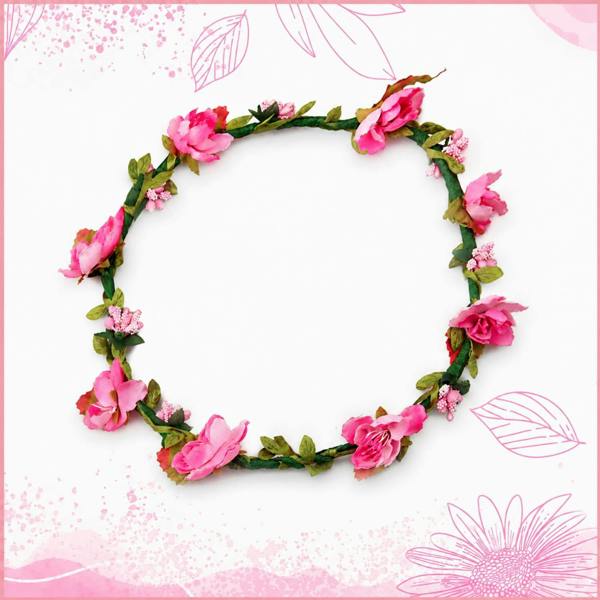 Aquarius Flower Head Crown Pink Elegant Floral Wedding Festival Hair Accessory Bag