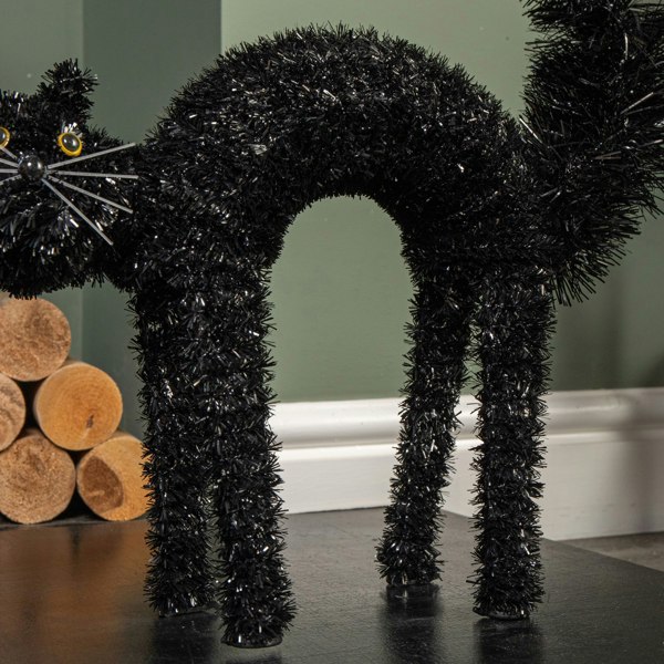 Samuel Alexander 42cm Black Scaredy Cat with Arched Back Halloween Decoration