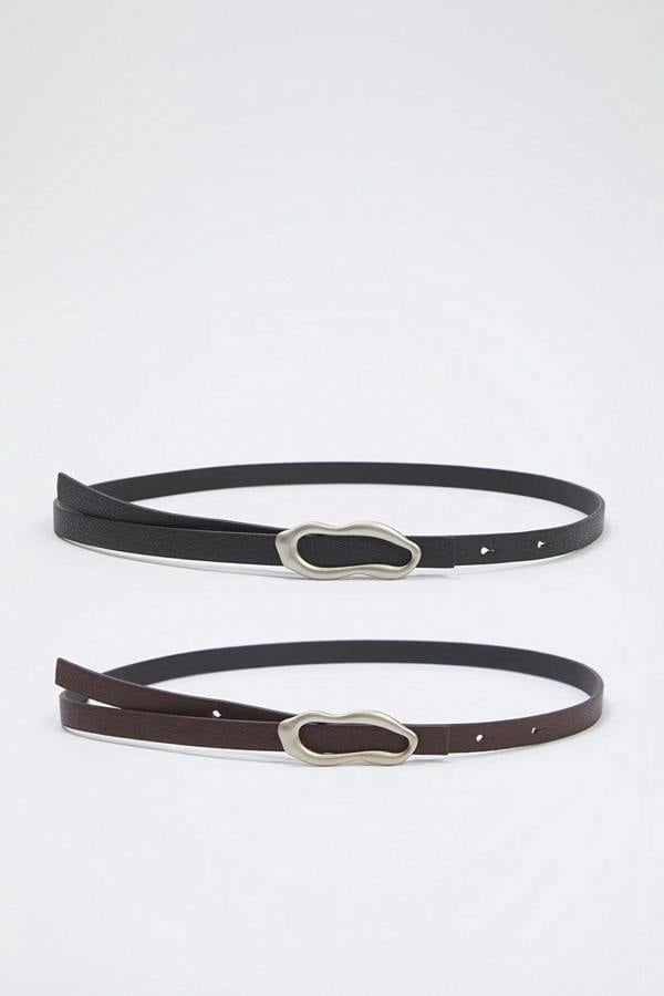 WOVCOR Double Pack Asymmetric Buckle Slim Women's Belt