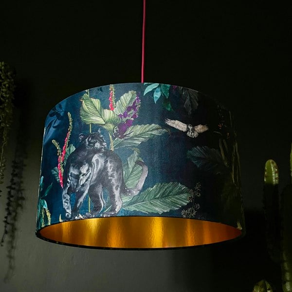 Handmade Velvet Lampshade with Gold Lining in Twilight