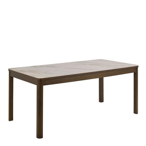 Wyld Haus Cork 180cm Rectangular Cream Ceramic Dining Table with Oak Veneer Base