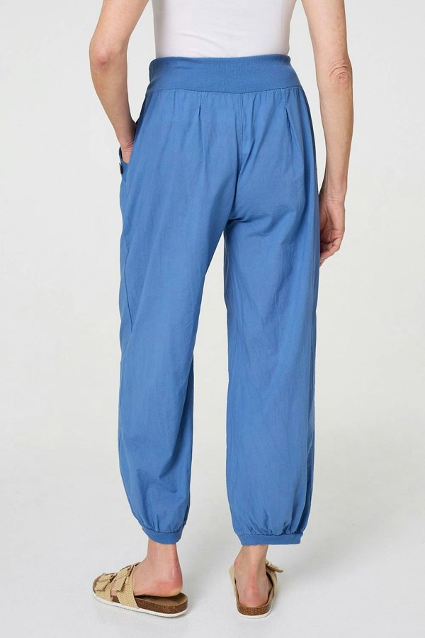 Blue | Elasticated High Waist Loose Trousers
