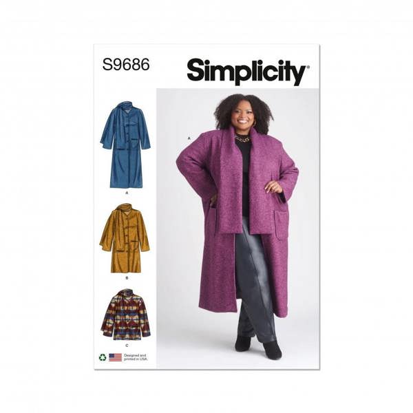 Simplicity Sewing Pattern 9686, Coats, Jackets for Women, W2 (20W-22W-24W-26W-28W) - Intermediate