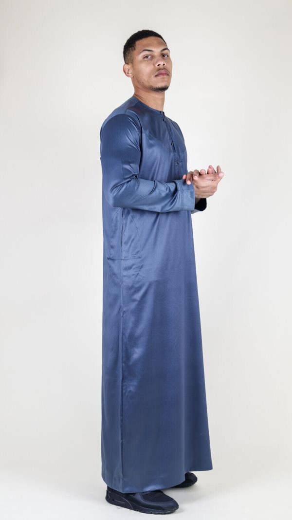 Infinity Leather Men's Thobe Robe Satin Emirati Islamic Jubba Eid Slim Fit