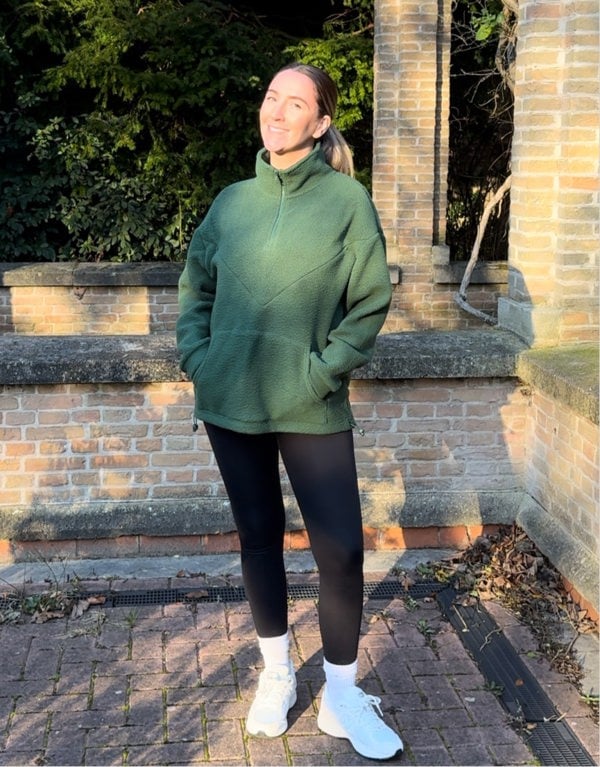 Pretty Mama Cosy Quarter Zip Oversized Breastfeeding Fleece with Pocket- Forest Green
